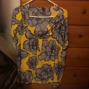 Rafaella Yellow Flower Blouse 2X Plus Size